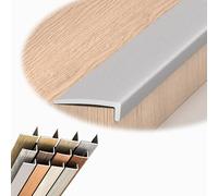 DAQXYH 90cm 120cm Profilé De Nez De Marche En L, Antidérapante Protection De Bord De Marche, Moulure De Nez De Marche Imitation Bois Pour Escaliers En Bois/vinyle/carrelage(Gray silver,900*20*5mm)