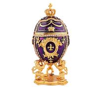 DARANCA Boîte à bijoux vintage, style œuf de Fabergé, boîte à bijoux à charnière avec émail riche et brillant violet