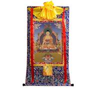 DARANCA Tapisserie tibétaine Thangka Art - Bouddha de la médecine Thangka - Impression numérique haute résolution et double couche encadrée à la main - Tapisserie bouddhiste à suspendre - 119,4 x 81,3