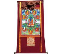 DARANCA Thangka Art - Bhaisajyaguru - Huit Bouddhas de médecine - Impression giclée numérique haute résolution et double couche encadrée à la main - Tapisserie bouddhiste à suspendre - 119,4 x 81,3 cm