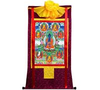 DARANCA Thangka Art - Bhaisajyaguru - Huit Bouddhas de médecine - Impression giclée numérique haute résolution et double couche encadrée à la main - Tapisserie bouddhiste à suspendre - 119,4 x 81,3 cm
