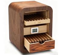 DARBCGH Cave à cigares en Bois de cèdre Espagnol aromatique, capacité de 110, hygromètre électronique précis intégré, 9,8 x 9,4 x 12,8 Pouces for Petits Appartements(A,Withoutskylight)