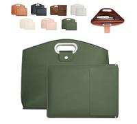 DARBCGH Ensemble Sac de Transport 2 en 1 for Ordinateur Portable Femme, Compatible avec Les Ordinateurs Portables 14/15/16 Pouces, en Cuir PU imperméable avec Housse Amovible.(Green)