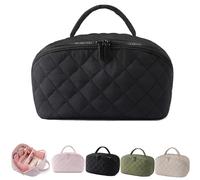 DARBCGH Trousse de Maquillage Petition, Sac imperméable à Plat à 180°, Organisateur de Produits de Toilette et de pinceaux, avec Compartiments(Black)