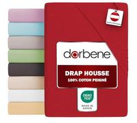 DarBene - Drap Housse Coton Premium - Drap-Housse en Coton peigné de qualité supérieure - Bonnet 30 cm - Certifié OEKOTEX - 90x200 cm - 1 pièce, Rouge