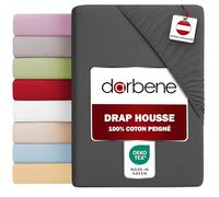 DarBene - Drap Housse Coton Premium - Drap-Housse en Coton peigné de qualité supérieure - Bonnet 30 cm - Certifié OEKOTEX - 140x200 cm - 1 pièce, Anthracite