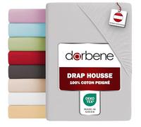 DarBene - Drap Housse Coton Premium - Drap-Housse en Coton peigné de qualité supérieure - Bonnet 30 cm - Certifié OEKOTEX - 90x200 cm - 1 pièce, Gris Clair