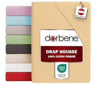 DarBene - Drap Housse Coton Premium - Drap-Housse en Coton peigné de qualité supérieure - Bonnet 30 cm - Certifié OEKOTEX - 140x200 cm - 1 pièce, Sable