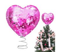 D'arbre De La Saint-Valentin - Boule À Paillettes En Forme De Cœur Disco De 22,9 Cm | Ornement Scintillant Étincelant Pour Décoration De Vacances, Base À Ressort En Métal Rouge Et Rose Pour Fou