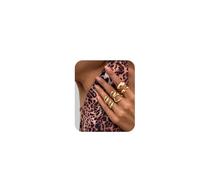 DarBudMay Lot de 6 bagues vintage d'été irrégulières en métal réglables en forme de C pour femme - Style bohème - Petites gouttes d'eau - Accessoires de bijoux, Medium, Métal, Aucune pierre précieuse