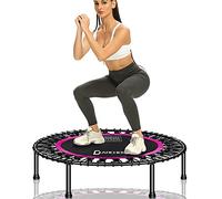 DARCHEN Mini trampoline de 204 kg pour adultes, petit trampoline rebondisseur d’intérieur pour exercices physiques et de fitness pour un rebond silencieux et en toute sécurité, [101,6 cm]