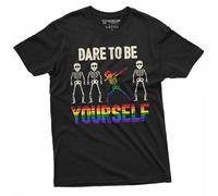 Dare to be Yourself LGBTQ T-Shirt Gay Lesbian Pride Month Equality Skeleton Tee