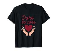 Dare to Care Féministe Girl Power Cœur Étoiles Imprimé T-Shirt