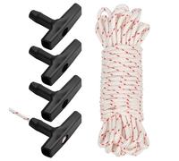 DARENYI 10 Mètres Corde Lanceur Tondeuse 4mm Corde de Démarreur à Rappel Corde de Rechange pour Démarreur Avec 4 Pièces Poignée de Démarrage pour Tondeuse à Gazon, Tronçonneuse, Générateur