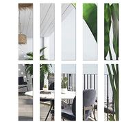 DARENYI 10 Pièces Miroirs Muraux en Acrylique, 30 x 5 cm Autocollant Mural Décoratif Auto-Adhésif, Miroir Rectangulaire sans Cadre HD Flexible pour Salle de Bain, Salon, Chambre, Couloir, Gym