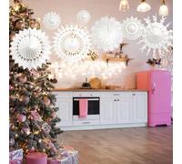 DARENYI 12 Pièces Noël Flocons de Neige Décoration Flocons de Neige à Suspendre Décoration Déco de Noël Papier Flocons de Neige Pendentifs pour Noël Fêtes Anniversaire Décoration