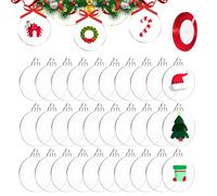 DARENYI 30 Pcs Boule de Noel Transparente avec Ruban Rondes Boules de Noël en Acrylique DIY Décoration de Noël Pendentif pour Décoration de Fête d'arbre de Noël (7.6cm x 2mm)