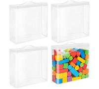 DARENYI 4 Pièces Sac de Rangement pour Jouets en PVC Transparent, Sac de Rangement Avec Fermeture Éclair et poignées, Étanche et Réutilisable, pour Blocs, Puzzle, Papeterie, Livres, 32x30x8 cm
