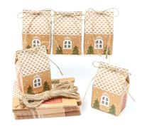 DARENYI 50 Pcs Boite Cadeau Noel, Boite Cadeau en Papier Kraft, Vide Boite Bonbon, Emballage Cadeau Emballage Chocolat Noel, Boîtes Cadeau de Noël pour Bonbons, Chocolats, Biscuits