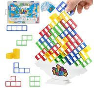DARENYI 64 Pièce Tetra Tower, Jeu d'Empilage Tetra, Stack Attack, Jouet d'Équilibre pour Enfants et Adultes, Blocs de Construction, Éducatifs Cadeaux pour Jeux de Famille, Fêtes, Voyages