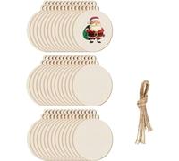 DARENYI Lot de 100 boules de Noël en bois naturel pour travaux manuels, décorations en bois naturel avec ficelle pour décoration de sapin de Noël