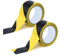DARENYI Lot de 2 Rouleaux Ruban De Marquage Au Sol PVC, 50mm x 33m Ruban Adhésif de Danger Noir et Jaune, Ruban de Sécurité pour Le Marquage des Zones Dangereuses -pour Intérieur et Extérieur