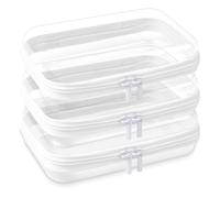 DARENYI Lot de 3 Trousse de Toilette Transparente Rigide avec Fermeture Éclair, Organiseur de Voyage Étanche pour Blocs de construction, Cosmétiques, Jouets Et Articles de Toilette (19 x 10 x 5cm)