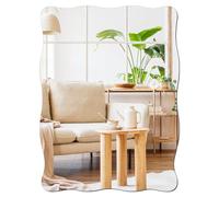 DARENYI Miroir Mural Autocollant Décoratif à Suspendre 40×30cm Ondulé Rectangulaire Miroir Industriel Moderne Miroir pour Salle de Bain, lavabo, Salon, Chambre à Coucher, Couloir, Entrée