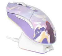 DAREU Souris sans Fil avec Station de Chargement Rechargeable RGB, 12K DPI, 7 Boutons Programmables, Capteur Haute Précision 300IPS 1000Hz Souris Gamer pour PC Notebook Mac- Violet et Blanc