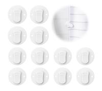 Dargkwn 12 Pièces Protection Anti-Éclaboussures Rideaux Auto-Agrippons, Clips de Rideaux Autocollants, sans Perçage de Rideau de Douche Clips pour Douche à Suspendre Camper, Blancs