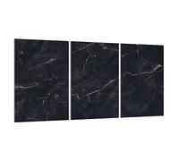 DarHaus Cache-plaque en verre - 3 x 30 x 52 cm - pour cuisinières électriques ou à induction - Plaque de protection anti-éclaboussures, planche à découper décorative aspect, Marbre Noir