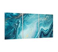 DarHaus Cache-plaque en verre - 3 x 30 x 52 cm - pour cuisinières électriques ou à induction - Plaque de protection anti-éclaboussures, planche à découper décorative aspect, Marbre Turquoise