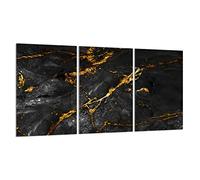 DarHaus Cache-plaque en verre - 3 x 30 x 52 cm - pour cuisinières électriques ou à induction - Plaque de protection anti-éclaboussures, planche à découper décorative aspect, Marbre Or