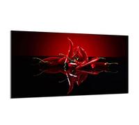 DarHaus Cache-plaque en verre - 90 x 52 cm - pour cuisinières électriques ou à induction - Plaque de protection anti-éclaboussures, planche à découper décorative aspect, Chili Rouge