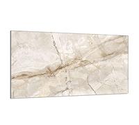 DarHaus Cache-plaque en verre - 90 x 52 cm - pour cuisinières électriques ou à induction - Plaque de protection anti-éclaboussures, planche à découper décorative aspect, Marbre Beige