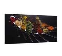 DarHaus Cache-plaque en verre - 90 x 52 cm - pour cuisinières électriques ou à induction - Plaque de protection anti-éclaboussures, planche à découper décorative aspect, Épices Coloré