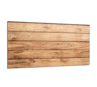 DarHaus Cache-plaque en verre - 90 x 52 cm - pour cuisinières électriques ou à induction - Plaque de protection anti-éclaboussures, planche à découper décorative aspect, Bois Brun