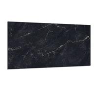 DarHaus Cache-plaque en verre - 90 x 52 cm - pour cuisinières électriques ou à induction - Plaque de protection anti-éclaboussures, planche à découper décorative aspect, Marbre Noir