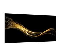 DarHaus Cache-plaque en verre - 90 x 52 cm - pour cuisinières électriques ou à induction - Plaque de protection anti-éclaboussures, planche à découper décorative aspect, Doré Noir