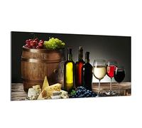 DarHaus Cache-plaque en verre - 90 x 52 cm - pour cuisinières électriques ou à induction - Plaque de protection anti-éclaboussures, planche à découper décorative aspect, Vin Manger