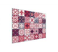 DarHaus Couvercle pour plaque de cuisson universelle en céramique, à induction, Planche à découper en verre 40 x 30 cm, protection anti-éclaboussures, plaque en verre, cuisine, Mosaïque Rouge