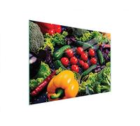DarHaus Couvercle pour plaque de cuisson universelle en céramique, à induction, Planche à découper en verre 40 x 30 cm, protection anti-éclaboussures, plaque en verre, cuisine, Légumes Coloré