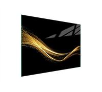 DarHaus Couvercle pour plaque de cuisson universelle en céramique, à induction, Planche à découper en verre 40 x 30 cm, protection anti-éclaboussures, plaque en verre, cuisine, Doré Noir