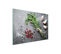 DarHaus Couvercle pour plaque de cuisson universelle en céramique, à induction, Planche à découper en verre 40 x 30 cm, protection anti-éclaboussures, plaque en verre, cuisine, Ardoise Romarin