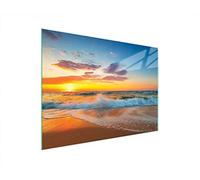 DarHaus Couvercle pour plaque de cuisson universelle en céramique, à induction, Planche à découper en verre 40 x 30 cm, protection anti-éclaboussures, plaque en verre, cuisine, Plage Soleil