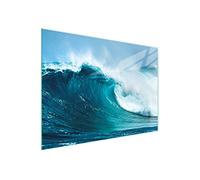 DarHaus Couvercle pour plaque de cuisson universelle en céramique, à induction, Planche à découper en verre 30 x 22 cm, protection anti-éclaboussures, plaque en verre, cuisine, Vague Mer