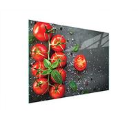 DarHaus Couvercle pour plaque de cuisson universelle en céramique, à induction, Planche à découper en verre 40 x 30 cm, protection anti-éclaboussures, plaque en verre, cuisine, Ardoise Tomates