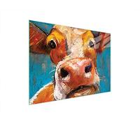 DarHaus Couvercle pour plaque de cuisson universelle en céramique, à induction, Planche à découper en verre 40 x 30 cm, protection anti-éclaboussures, plaque en verre, cuisine, Vache Animal