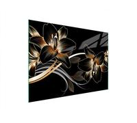 DarHaus Couvercle pour plaque de cuisson universelle en céramique, à induction, Planche à découper en verre 40 x 30 cm, protection anti-éclaboussures, plaque en verre, cuisine, Orchidée Noir