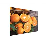 DarHaus Couvercle pour plaque de cuisson universelle en céramique, à induction, Planche à découper en verre 40 x 30 cm, protection anti-éclaboussures, plaque en verre, cuisine, Orange Bois